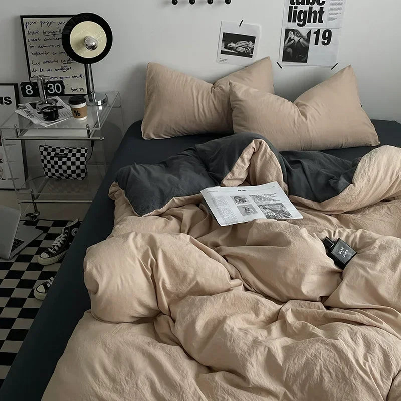 Afralia™ Cotton Bedding Set with Comforter Cover, Sheet, and Pillowcase Set