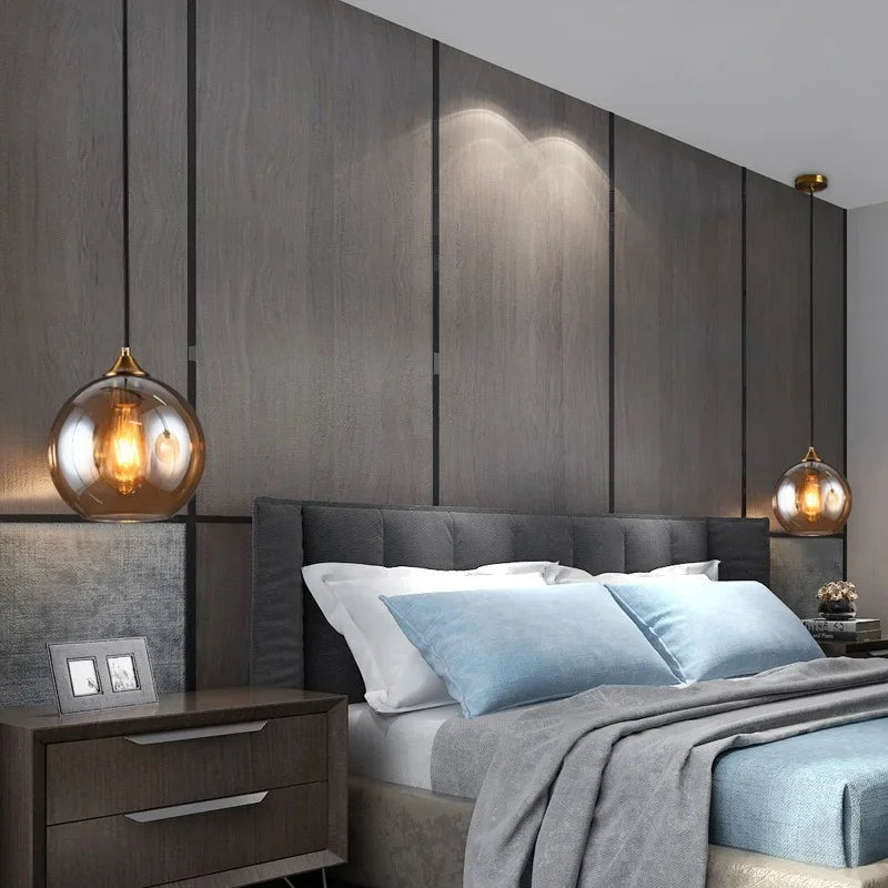 Afralia™ Nordic Glass Chandelier: Electroplated Golden Rose Silver Ball Hanging Lamp for Indoor Lighting