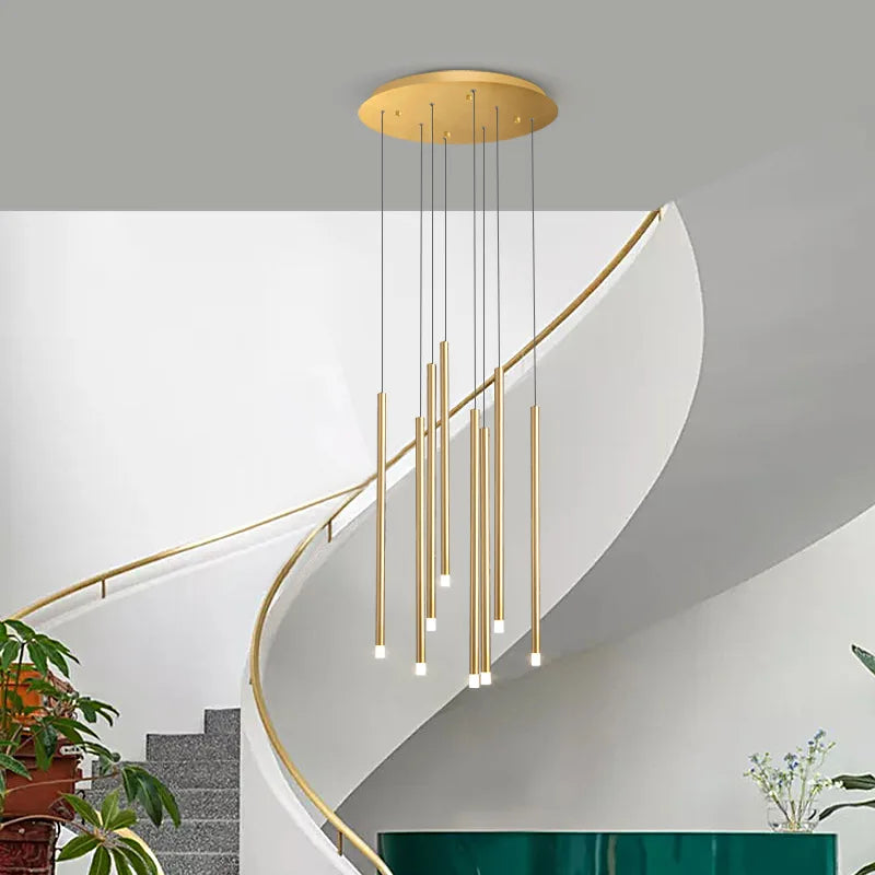 Afralia™ LED Chandelier: Modern Minimalist Gold Black Wire Adjustable Light Fixture for Dining Room