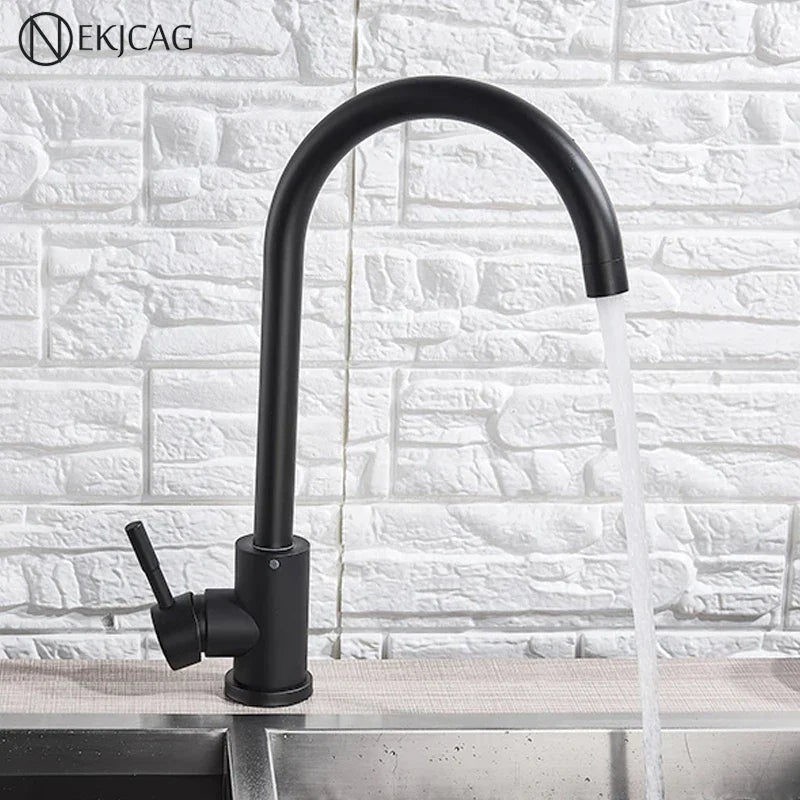 Afralia™ Matte Black Kitchen Sink Faucet 360 Rotate Single Handle Mixer Taps