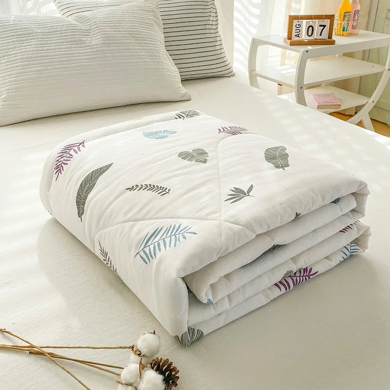 Afralia™ Lightweight Cotton Summer Quilt: Single/Double Machine Washable Air Conditioning Blanket