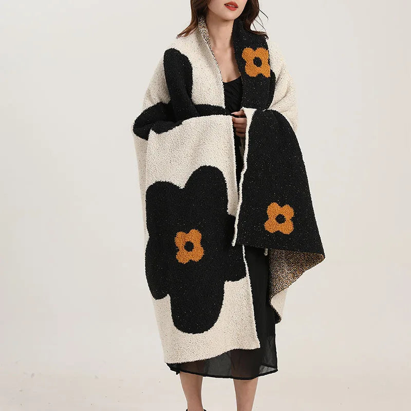 Afralia™ Sunflower Fleece Sofa Blanket: Luxe, Cozy Airplane Shawl & Bed Cover