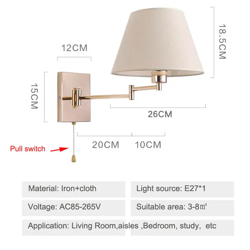 Afralia™ Adjustable Rocker Arm Wall Lamp for Living Room, Bedroom & Study