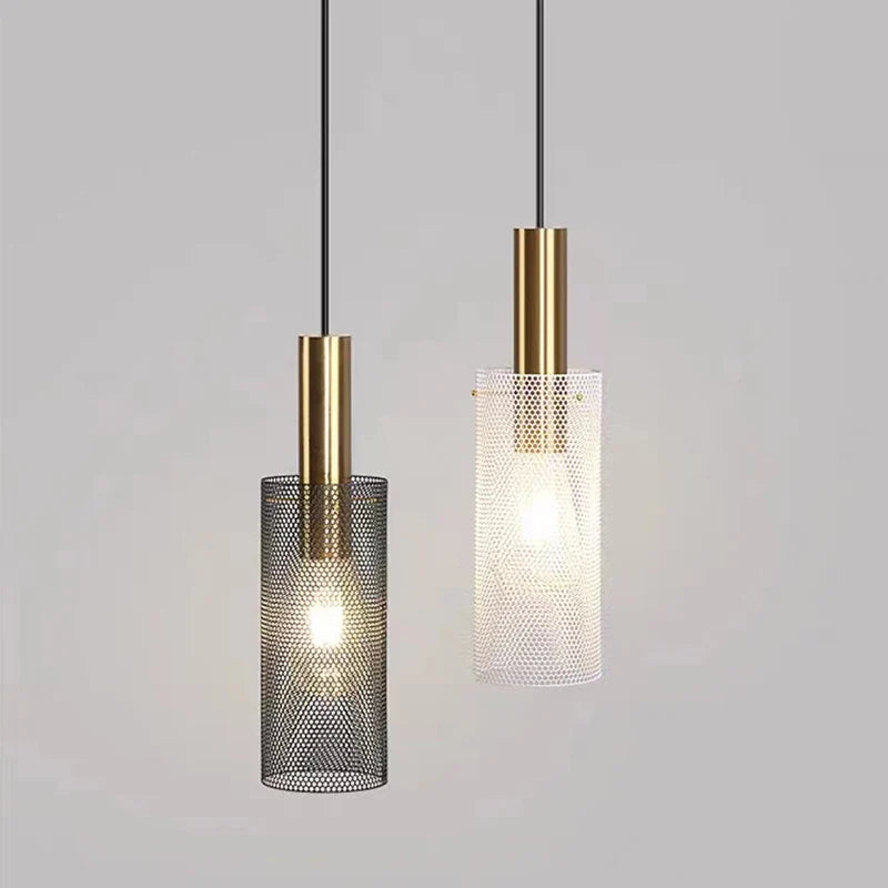Afralia™ Mesh Cylinder Pendant Lights for Indoor Decor, Kitchen Islands, and Dining Table