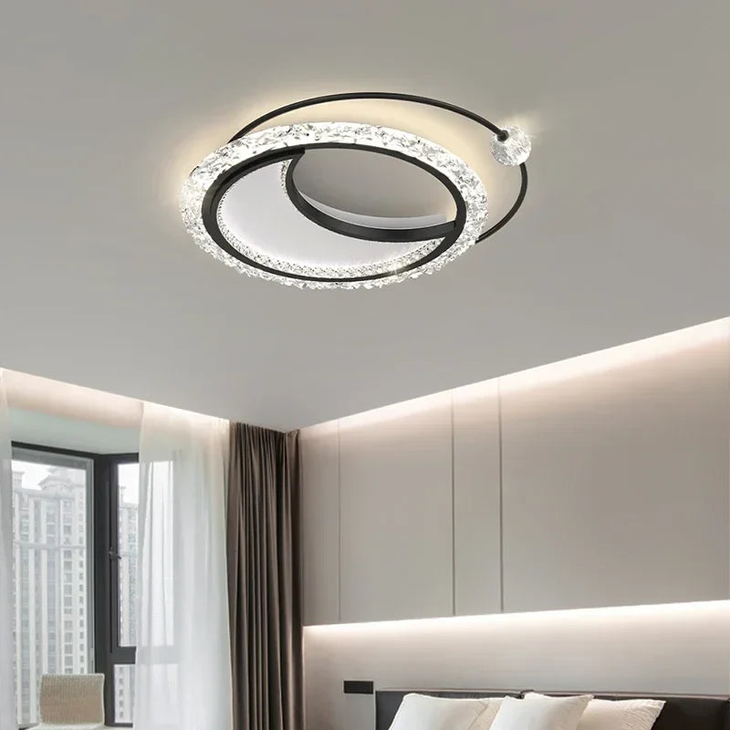Afralia™ Minimalist Acrylic Round LED Ceiling Lamp, Modern Gold Chandelier for Stylish Home Environment