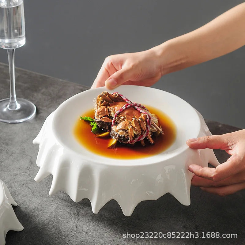 Afralia™ Ceramic Irregular Plate Set: Dinner, Steak, Dessert, Snack, Pasta, Cake - Solid Color Tableware