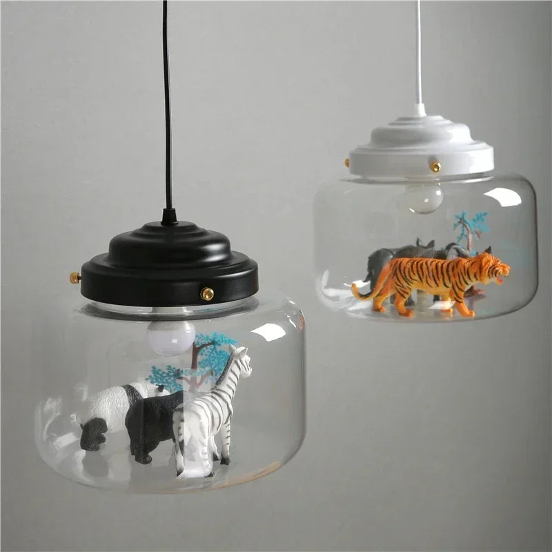 Afralia™ Nordic Cartoon LED Pendant Lights: Cute Animal Design for Kids Room, Bedroom Decor