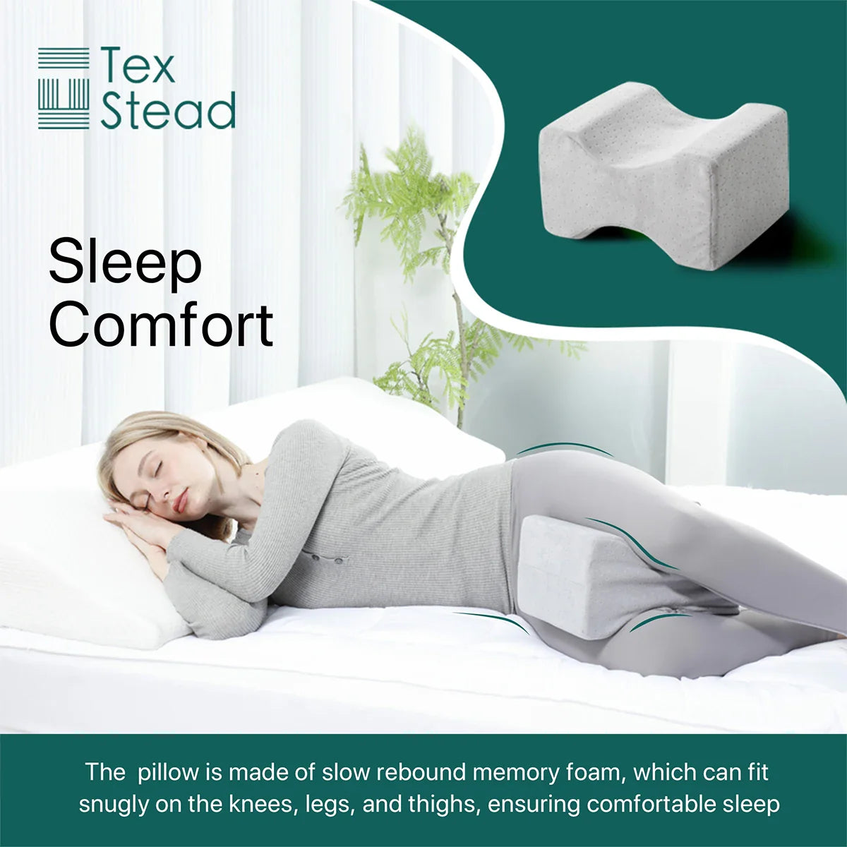 Afralia™ Memory Foam Knee Pillow for Side Sleepers, Spine Alignment & Leg Blood Circulation.