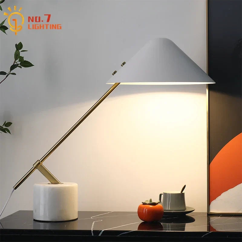 Afralia™ Marble Base LED Table Lamp Black/White, Minimalist Design for Home Office Bedroom
