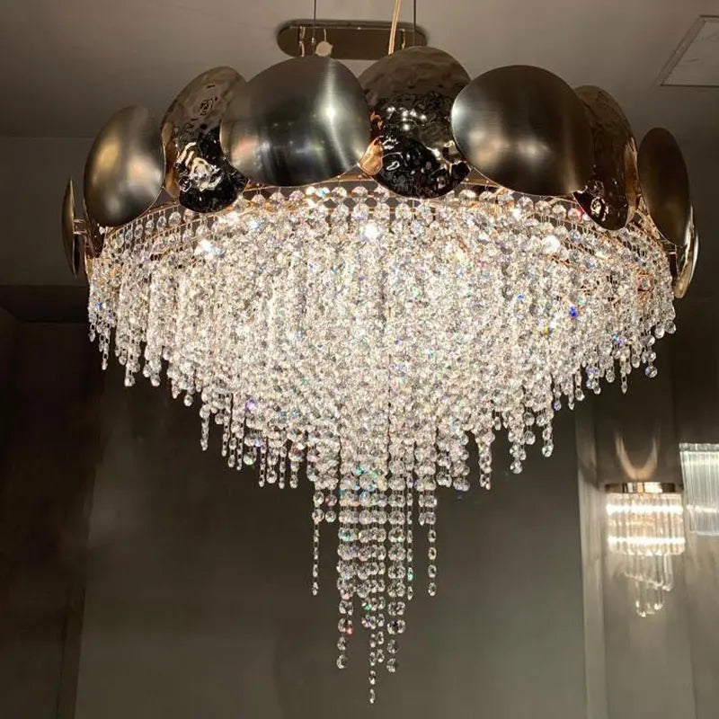 Afralia™ Gold Crystal LED Chandelier: Luxe Ceiling Lighting for Dining Room