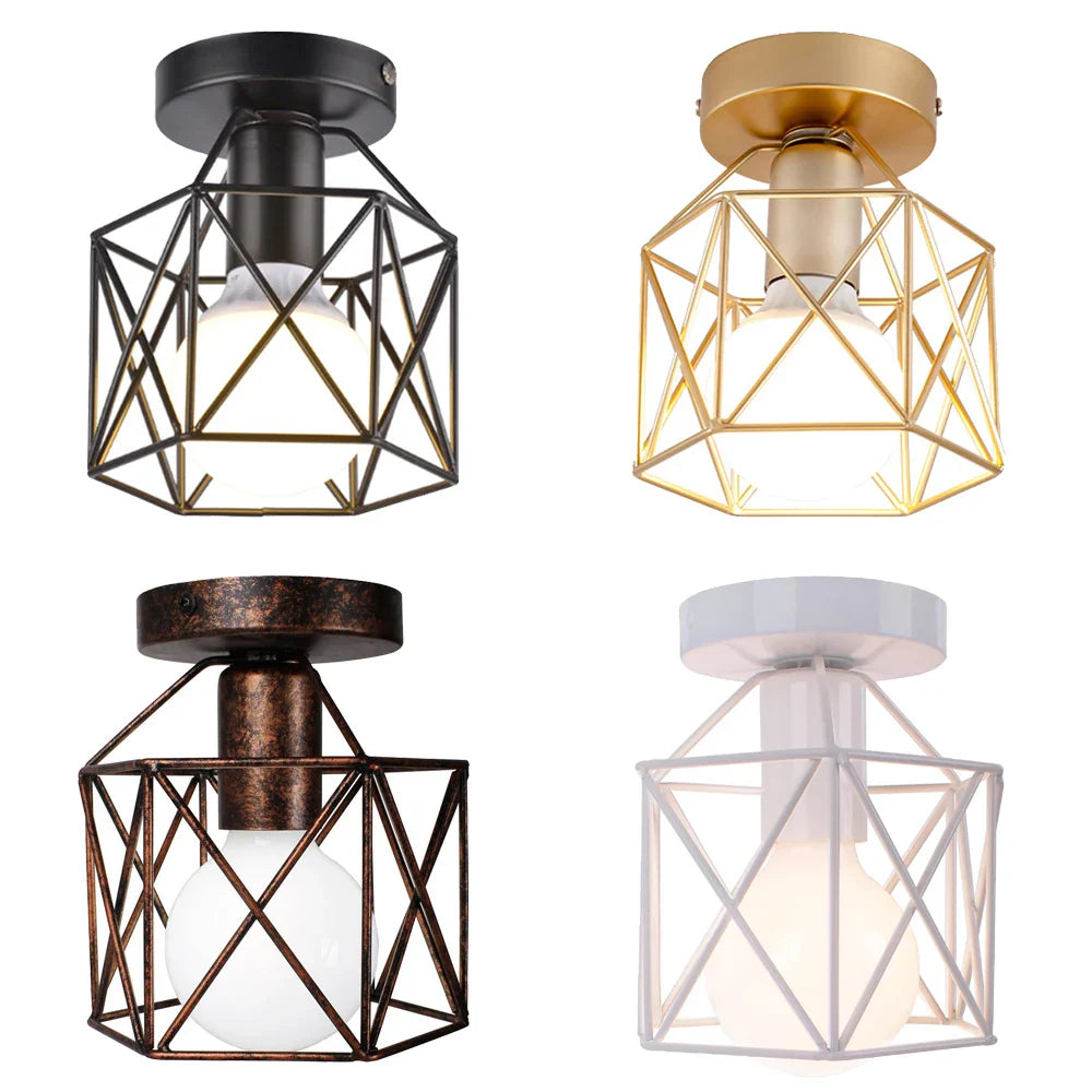 Afralia™ Vintage Wire Cage Ceiling Lamp for Home, Restaurant, Bar - Retro Style Lighting