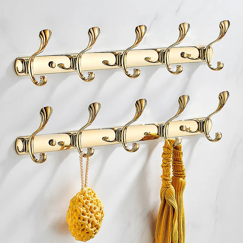 Afralia™ Brass Gold Towel Hook: Wall Mount Bathroom/Kitchen Hanger