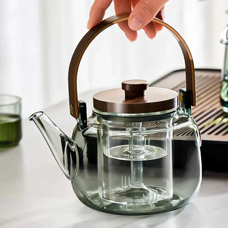 Afralia™ Transparent High-Temperature Teapot Tea Set with Tea Separator