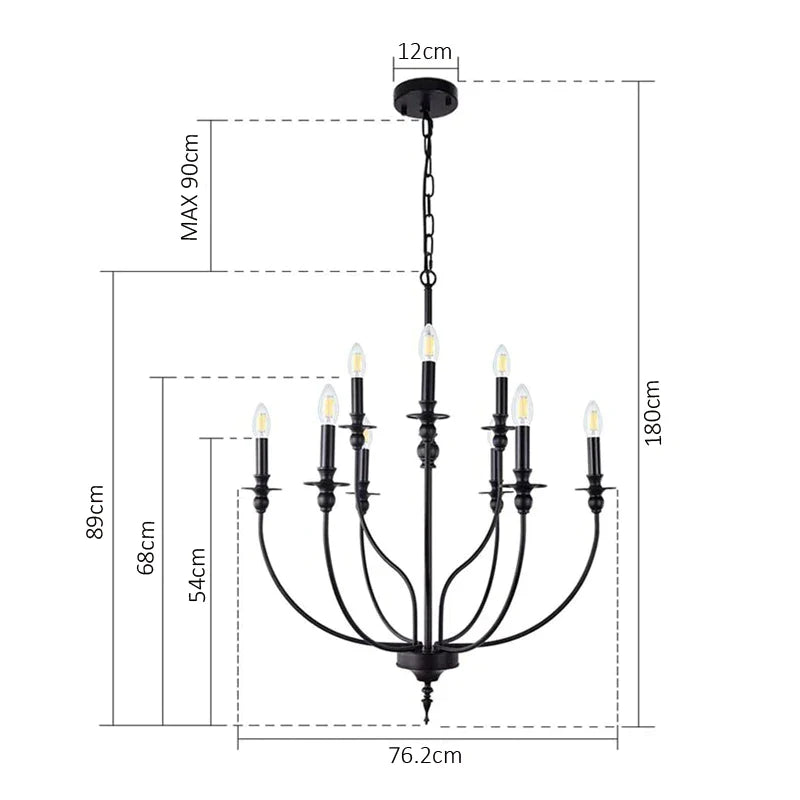 Afralia™ 9-Head Retro Industrial Chandelier Light E14 Candle Pendant Lamp