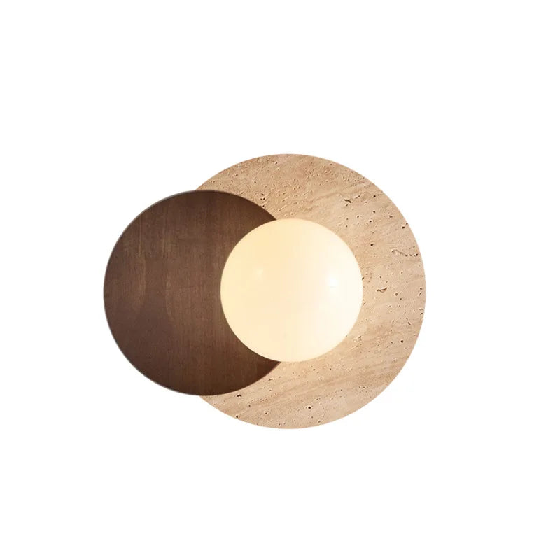 Afralia™ Nordic Stone Wood Wall Sconce Light Fixture for Bedroom, Wabi-sabi Design