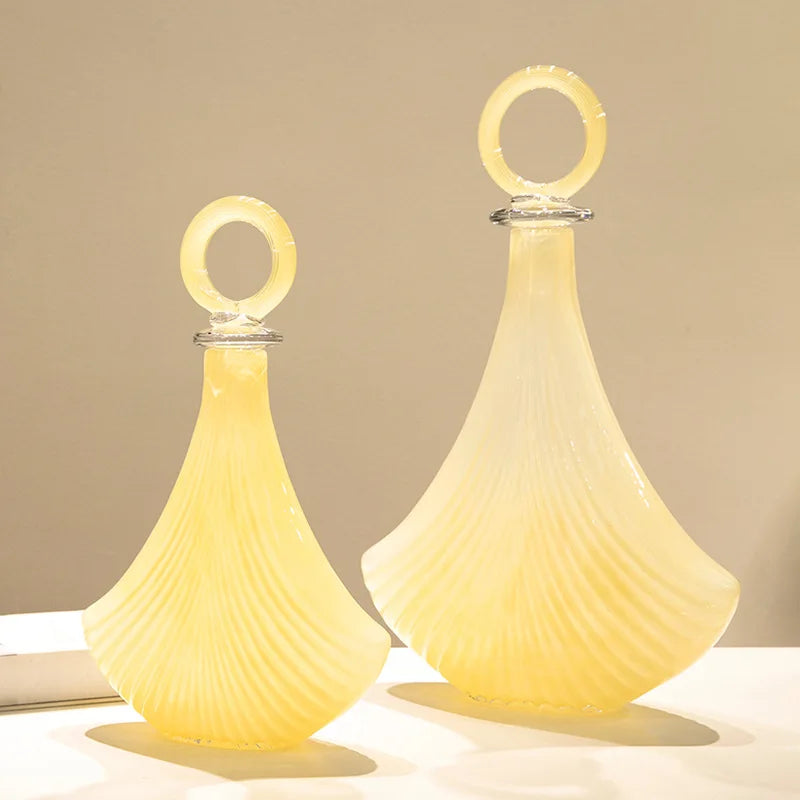 Afralia™ Geometric Ring Glass Vase Set – Yellow & Fringe Flower Terrarium Jar