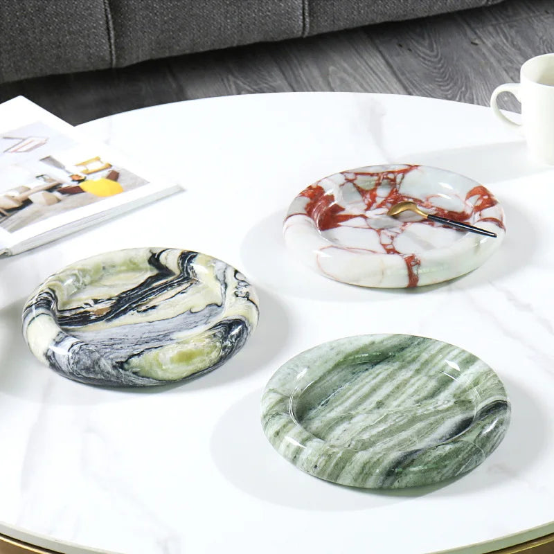 Afralia™ Marble Round Tray for Bathroom Kitchen Vanity Decor - Elegant Trinket Dish