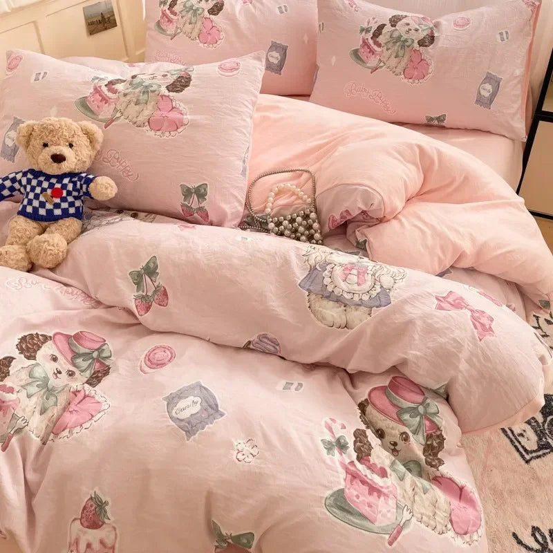 Afralia™ Cozy Cartoon Printed Cotton Comforter Set for Adults