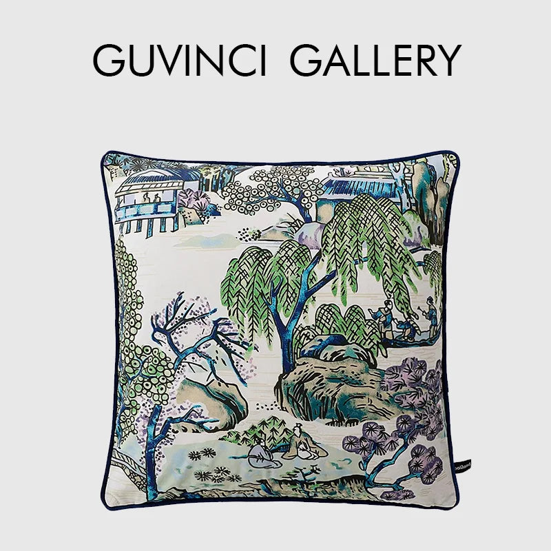 Afralia™ Willow Pavilion Decorative Throw Pillow Cover for Home Villa Hotel Office
