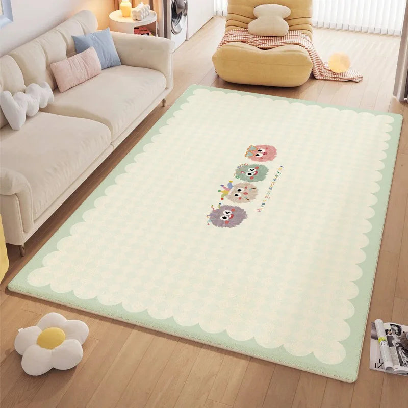 Afralia™ Cartoon Ball Print Cozy Carpet: Anti-Slip, Stain-Resistant Bedside Rug