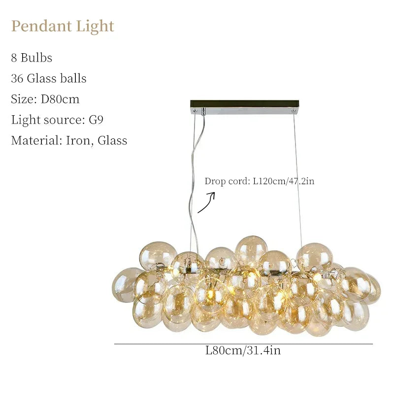 Afralia™ Glass Ball Chandelier: Modern Colorful Hanging Pendant Light for Living Room Decor