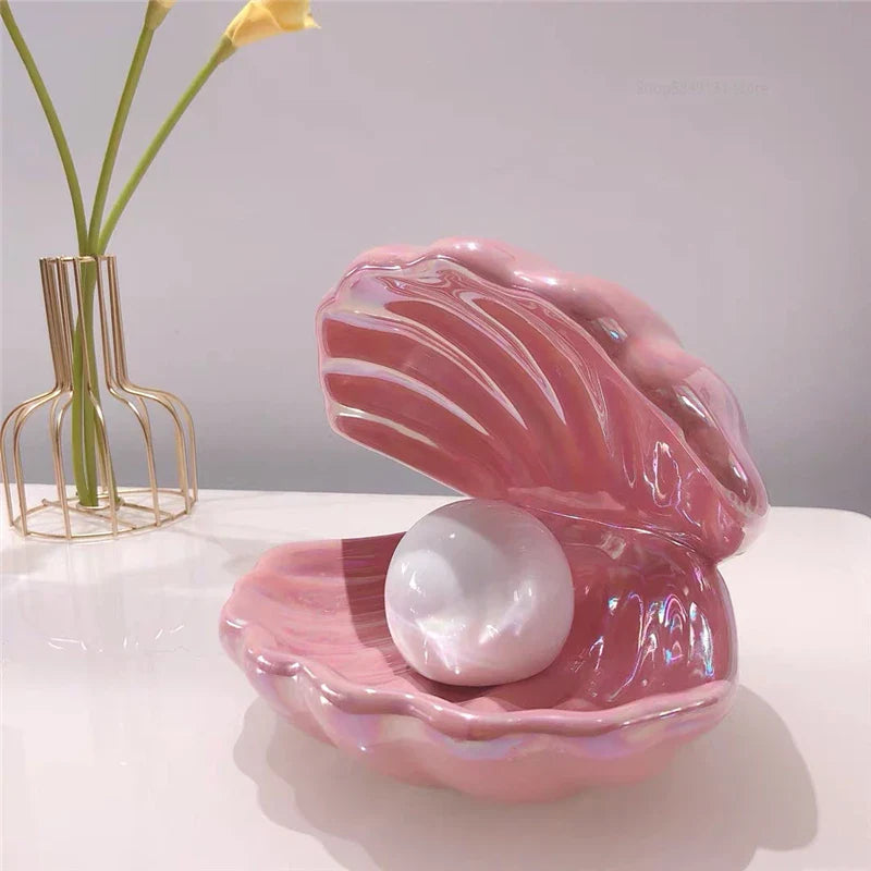 Afralia™ Ceramic Shell Pearl Night Light: Modern Nordic Bedroom Decor and Bedside Lamp