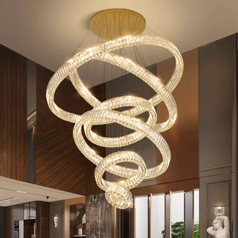 Afralia™ Crystal Chandelier: Luxury Living Room Pendant Light, Stair Lamp & Ceiling Lighting