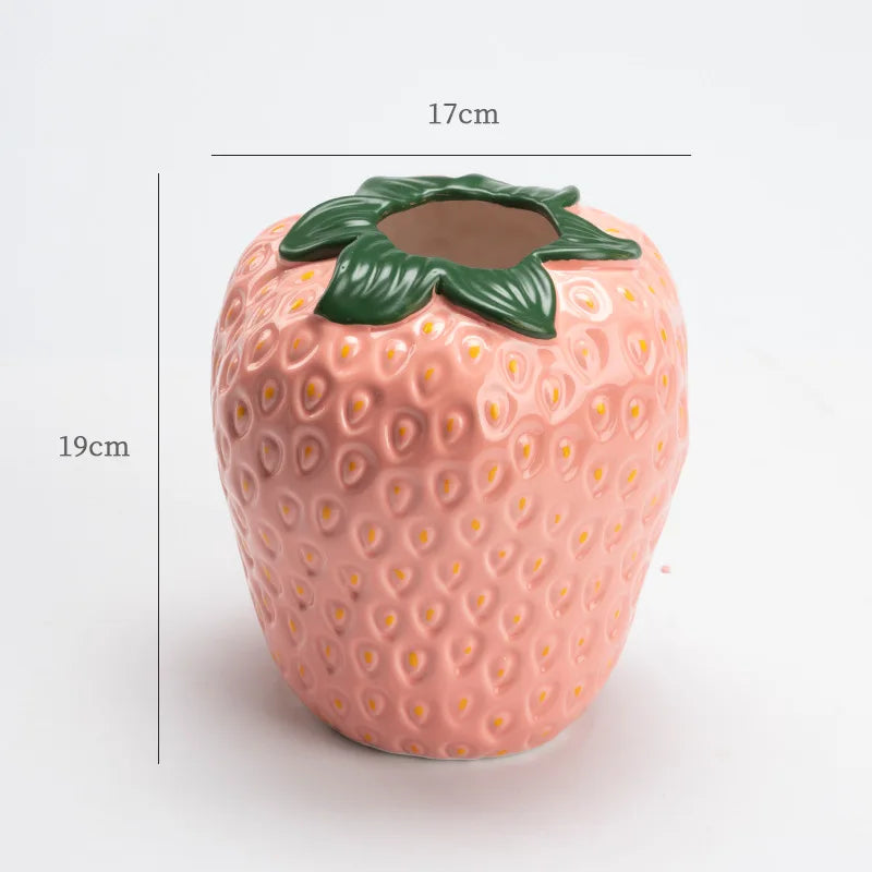 Afralia™ Ceramic Strawberries Vase Abstract Art for Nordic Living Room Decoration