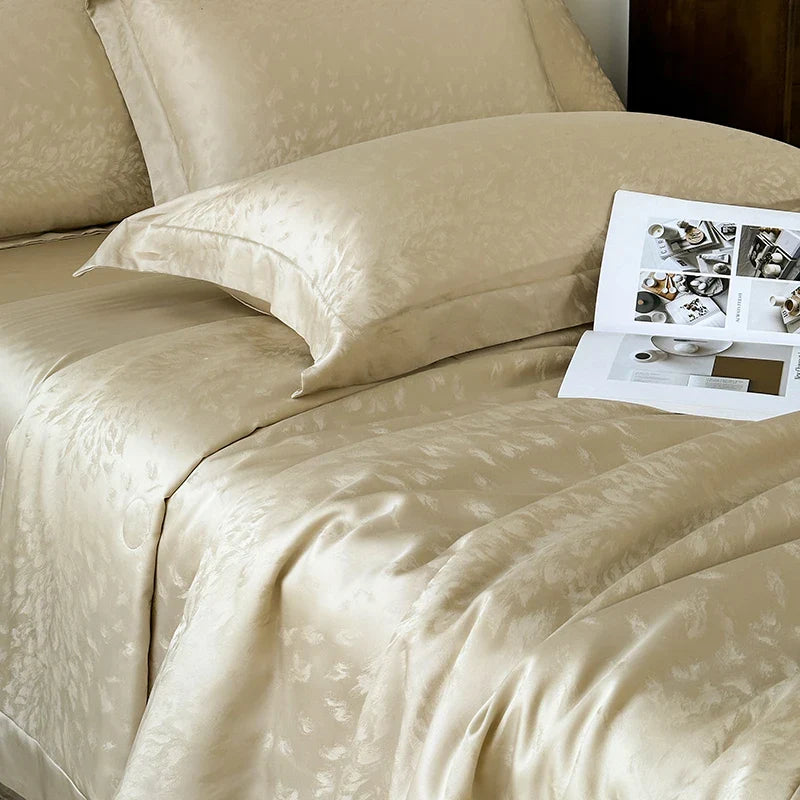 Afralia™ Silky Soft Cool Champagne Jacquard Summer Comforter Blanket