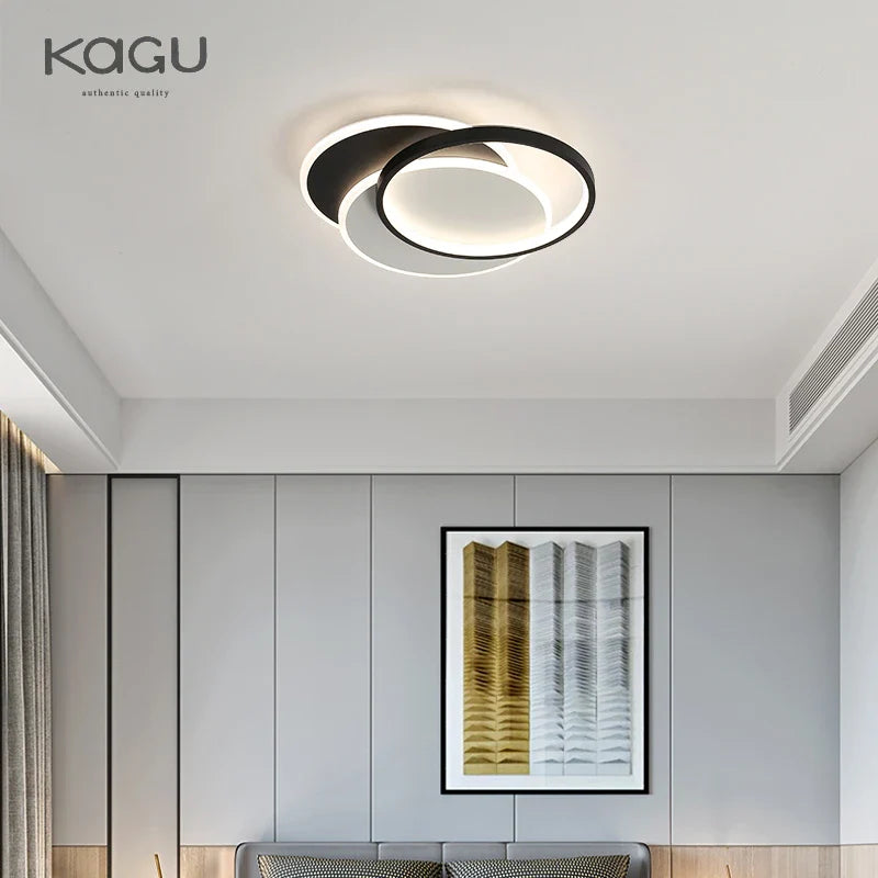 Afralia™ LED Chandelier: Black White Modern Lighting for Living Study Room Luminaire