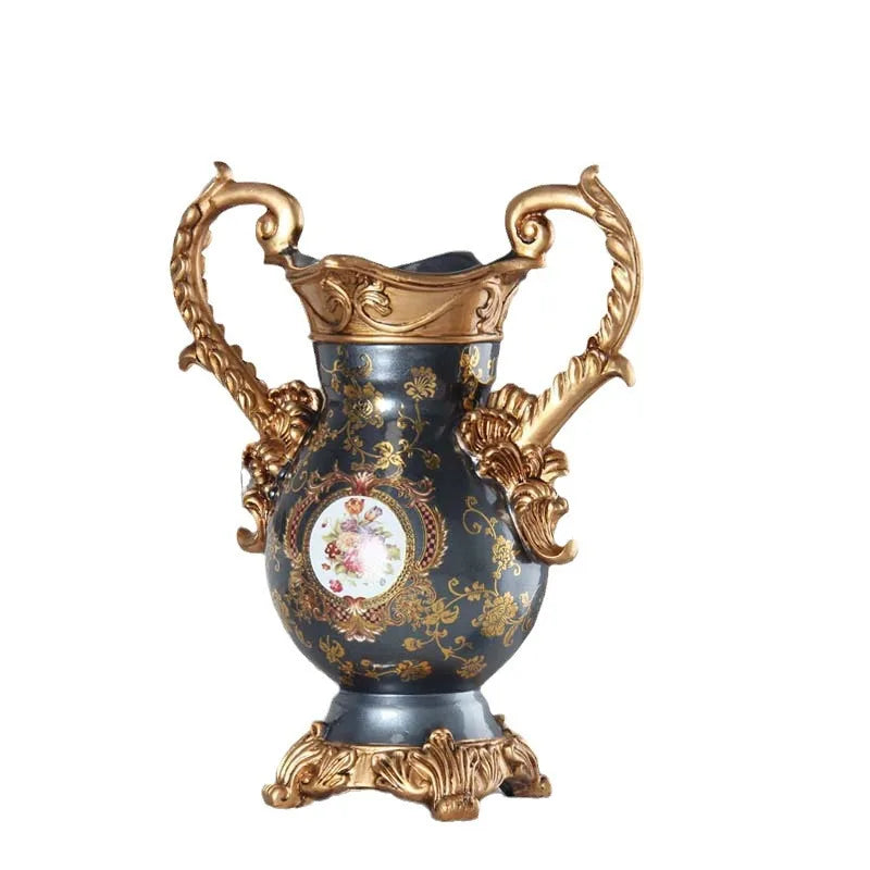 Afralia™ Luxury Resin Vase: European Style Creative Decor, Double Ear Handicraft Tabletop Decoration