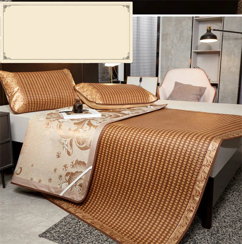 Afralia™ Cooling Rattan Mat & Pillowcase Set - Dual-Sided Thicker Bed Pad for Summer