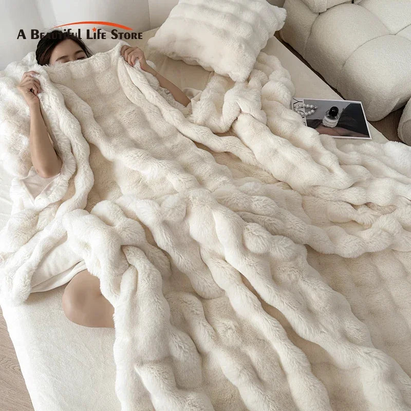 Afralia™ Deluxe Faux Rabbit Fur Bedding Set: Soft Velvet, Plush Warmth for Winter