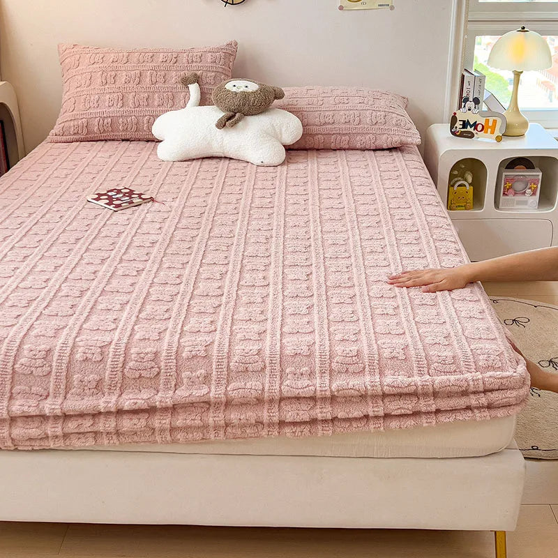 Afralia™ Taffeta Jacquard Bear Fitted Mattress Cover Queen Protector