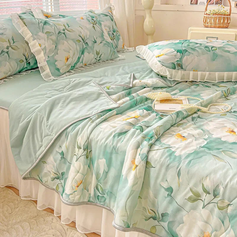 Afralia™ Floral Summer Cooling Quilt for Double Single Bed - Soft & Breathable