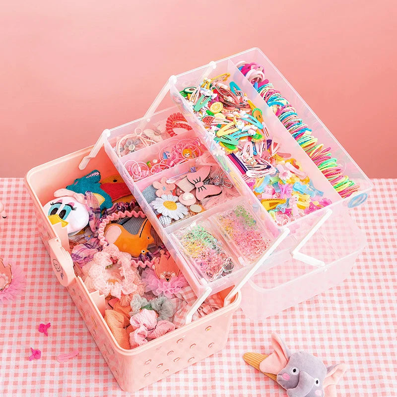 Afralia™ Pink Storage Box: Headbands, Hair Clips, Jewelry, Cosmetics, & Toy Organizer