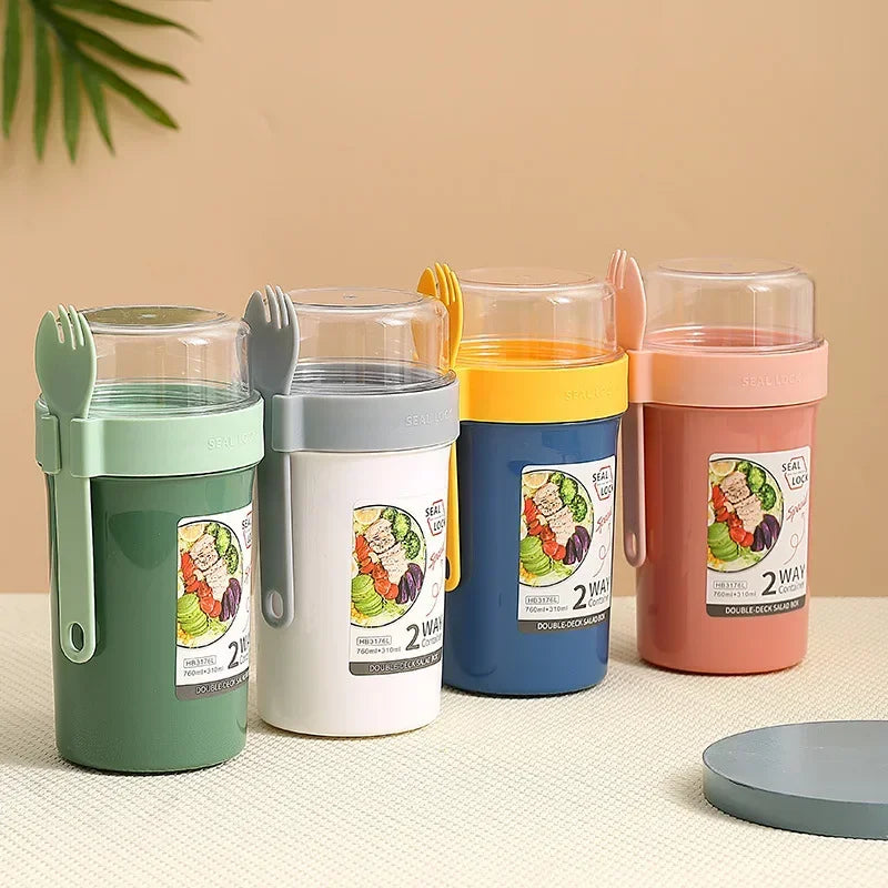 Afralia™ Salad Cup Container with Lid, Fork, and Spoon