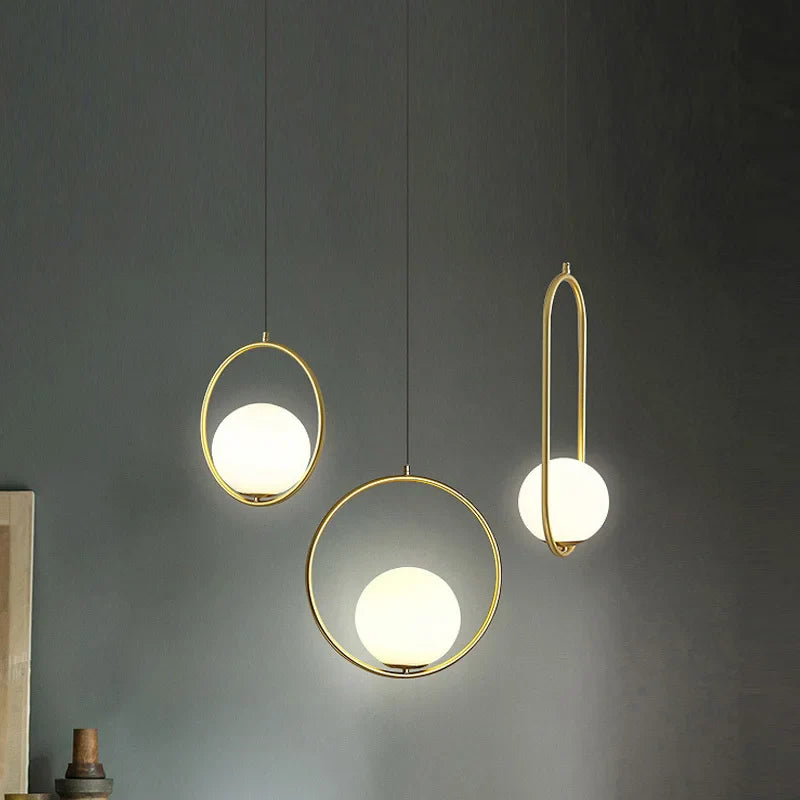 Afralia™ Glass Ball Pendant Lamp: Elegant Dining Room Light Fixture, Gold Finish