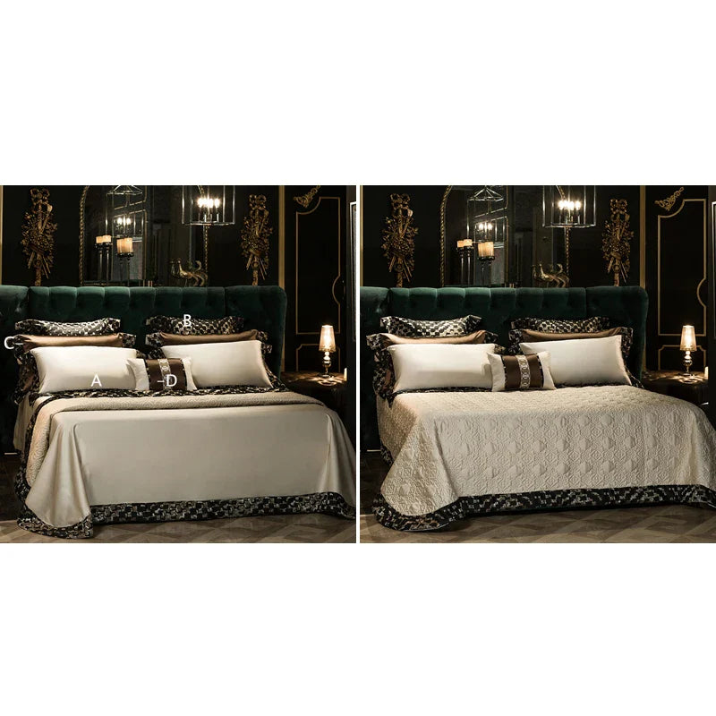 Afralia™ 200S Embroidery Egyptian Cotton Bedding Set - Queen King Linens
