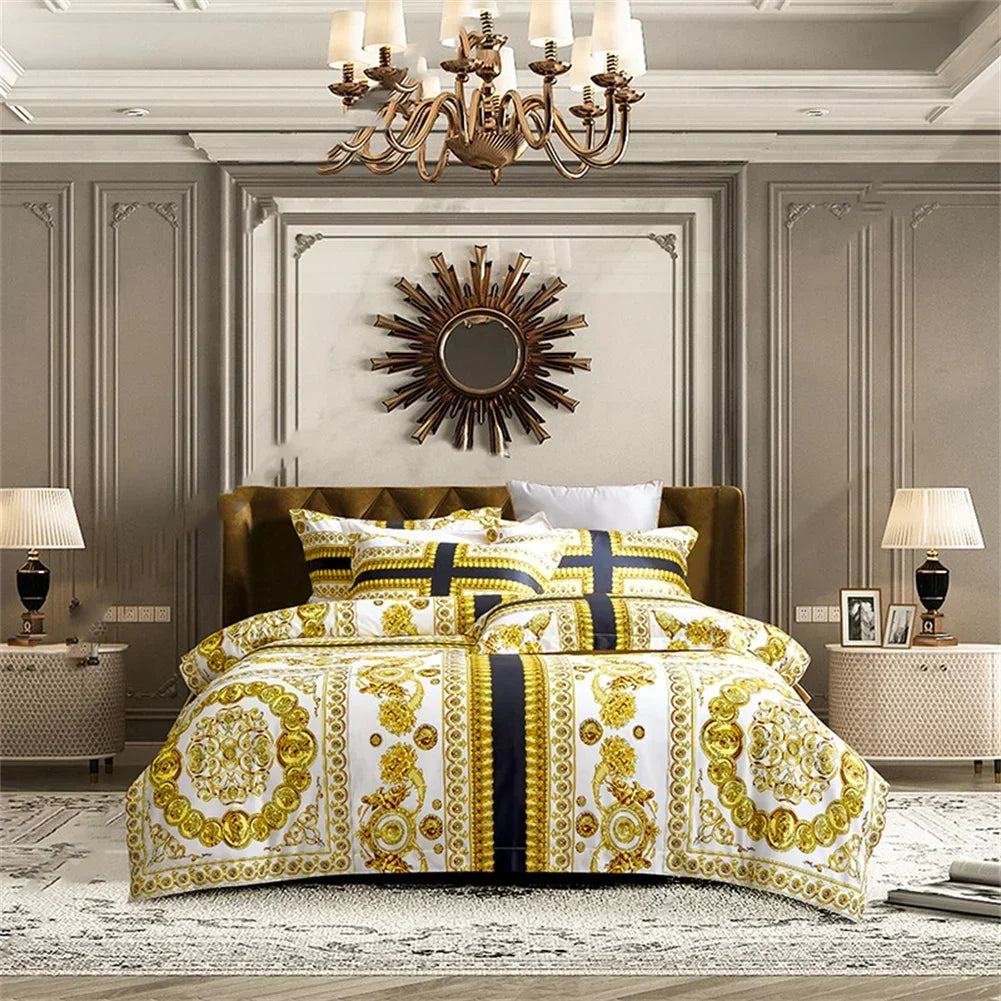 Afralia™ 1200TC Golden Egyptian Cotton King Queen Bedding Set, Custom Size Option