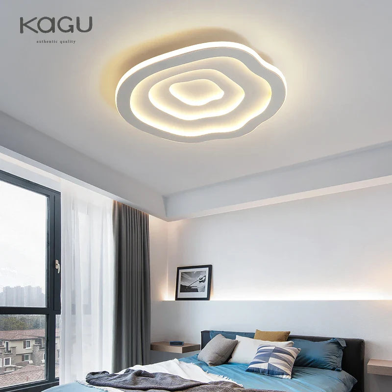 Afralia™ Modern LED Ceiling Chandelier for Living Room Bedroom Kitchen Study, White Dimmable Remote Control Light Fixtures