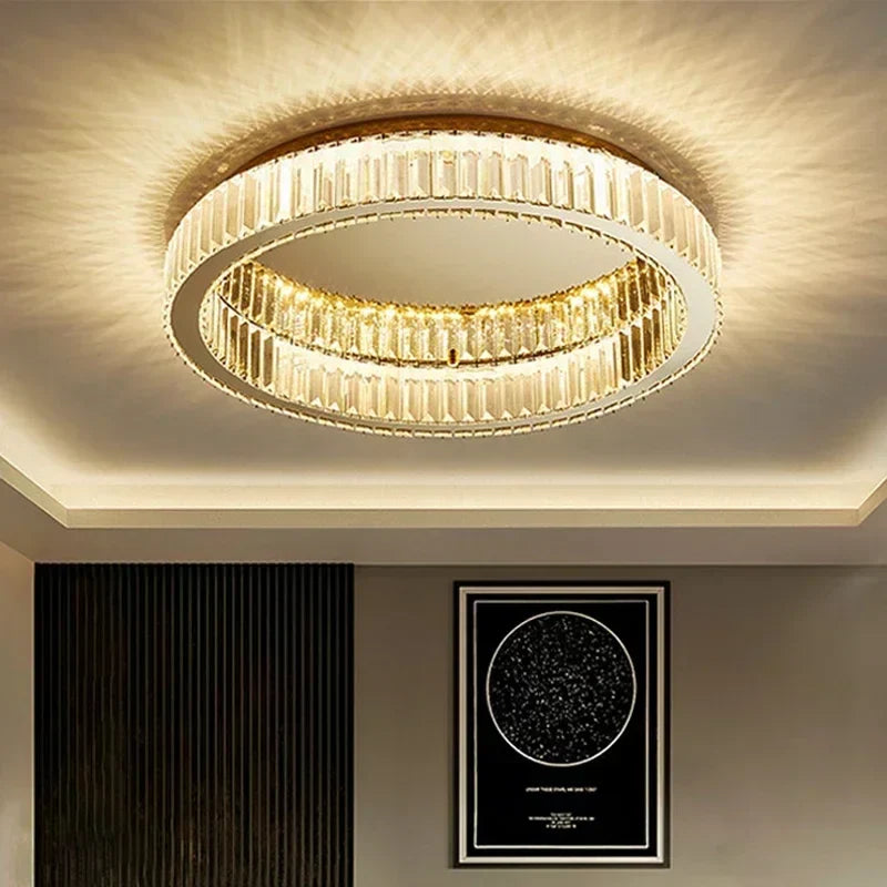 Afralia™ Crystal LED Ceiling Chandelier for Modern Luxury Living Room Lighting