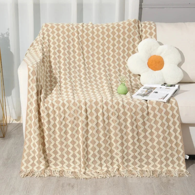 Afralia™ Knitted Tassel Hem Blanket: Cozy Warmth for Home, Office, Sofa, and More