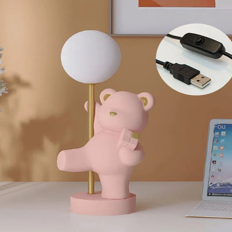 Afralia™ Bear Princess Desk Night Light USB LED Lamp