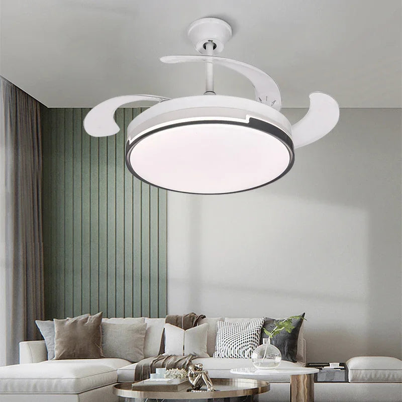 Afralia™ Invisible Ceiling Fan with LED Light, Retractable Blades, Remote Control