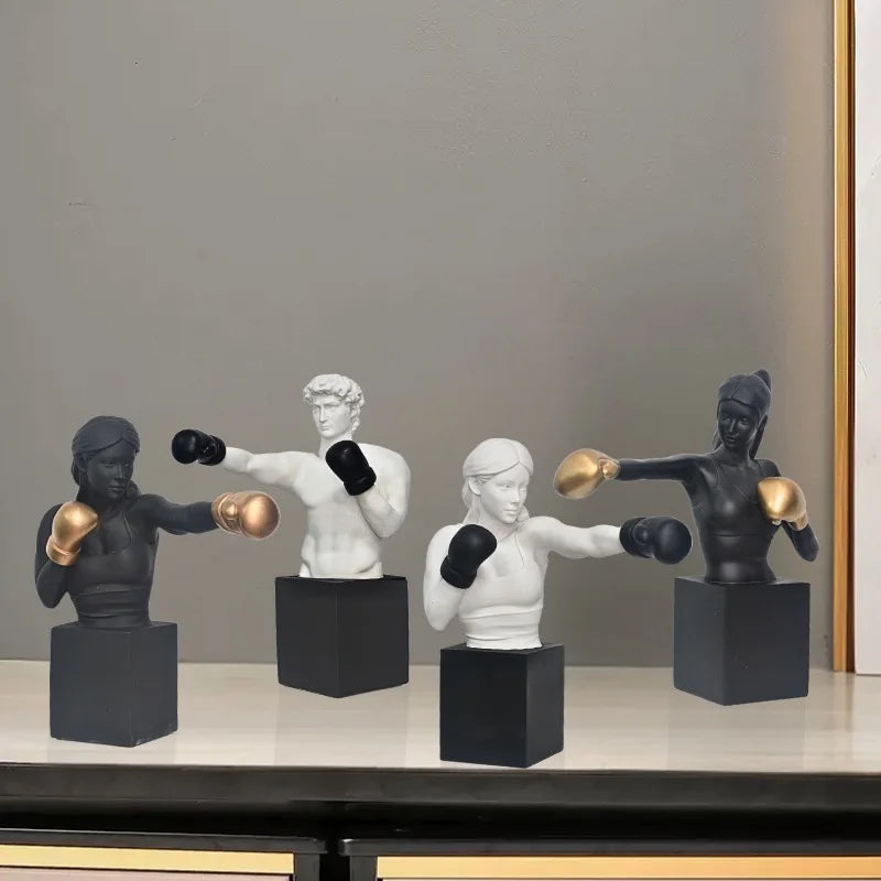 Afralia™ Boxer Resin Statue: Abstract Movement Figure Ornament for Home Decor