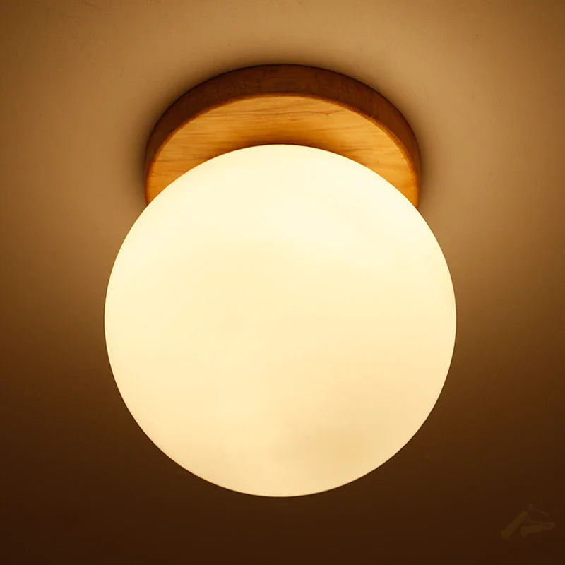 Afralia™ Modern LED Glass Ball Ceiling Lamp on Wooden Pedestal
