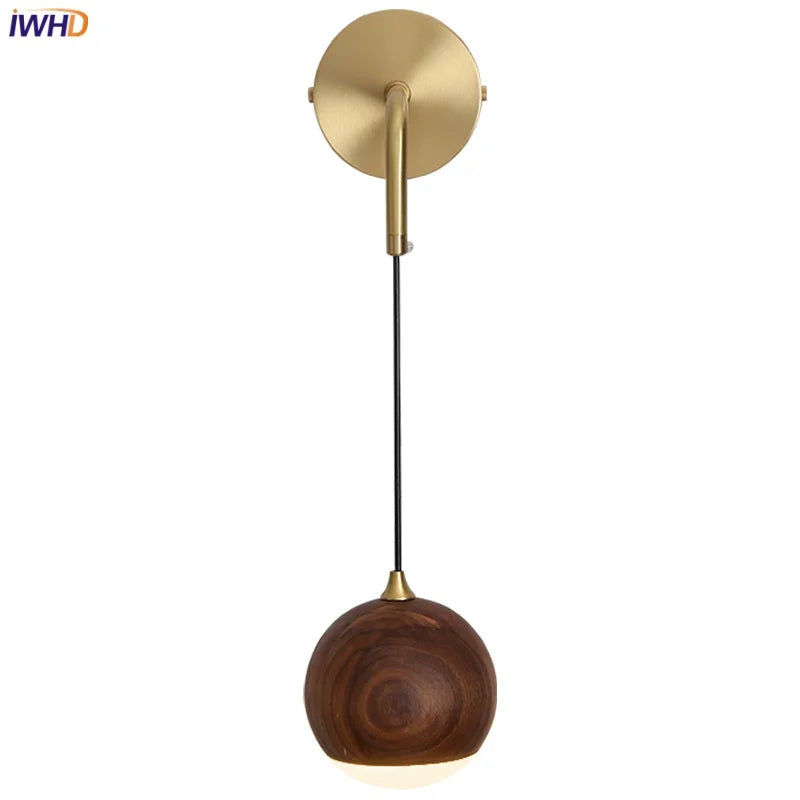 Afralia™ Adjustable Walnut Wood LED Wall Sconce | Nordic Bedroom Lamparas with Acrylic | Simple Aisle Décor