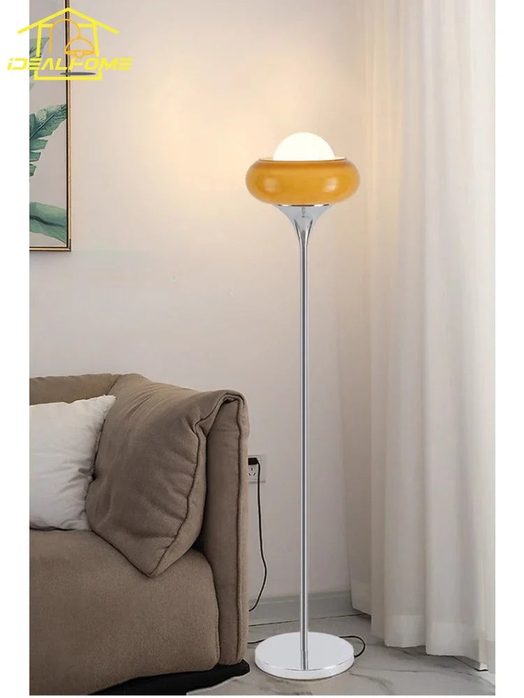 Afralia™ Glass Iron LED Floor Lamp Modern Decor Art Stand Light Bedside Study Living