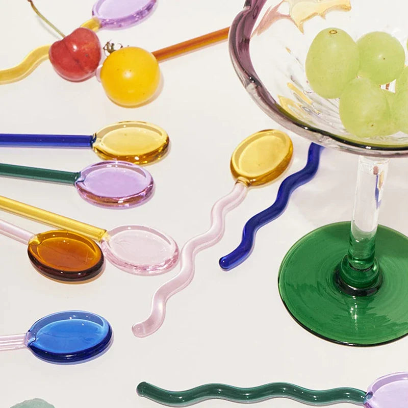 Afralia™ Glass Mixing Spoons: Stylish Tableware for Beverages, Fruit Juice, Coffee & More